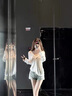 白色v領(lǐng)潮流長(zhǎng)袖t恤女2025新款夏季薄紗防曬罩衫寬松設(shè)計(jì)感上衣服 白色 M 曬單實(shí)拍圖