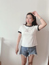紅蜻蜓2025夏季新款女裝圓領(lǐng)短袖T恤女套頭韓版寬松小衫女士上衣女 白色 L [106-115斤] 曬單實(shí)拍圖