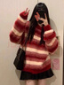 索菲堡 毛衣女2024秋冬新款港味復(fù)古新年紅色寬松加厚慵懶風(fēng)軟糯針織衫 紅色 均碼 曬單實(shí)拍圖