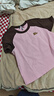 PSO Brand短袖男馬卡龍配色26支280克雙紗面料男士T恤可愛(ài)小狗插肩寬松情侶 女款短款粉拼棕 Pink M 曬單實(shí)拍圖