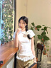 蕾絲花邊直筒牛仔褲女夏季薄款2025新款高腰闊腿寬松拖地褲子春秋 卡其色 L 曬單實(shí)拍圖