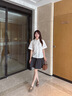 lagogo免燙通勤娃娃領(lǐng)白襯衫女拉谷谷2025年春夏新款簡(jiǎn)約短袖上衣 本白色 L 曬單實(shí)拍圖