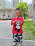 A 21 FUNB童裝男童夏款套裝2025新款夏季洋氣兒童短袖長(cháng)褲男孩3歲帥氣衣服 熊貓圖案紅色 110 cm(建議身高105cm左右) 曬單實(shí)拍圖