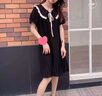 RUIQIUER法式赫本風(fēng)短袖連衣裙夏季新款女裝減齡娃娃領(lǐng)a字顯瘦小黑裙子 黑色 S 曬單實(shí)拍圖