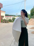 JCZS德國品牌防曬傘女防紫外線雙層太陽傘黑膠小巧晴雨兩用便攜 淺米白零光防曬晴雨兩用輕巧 曬單實拍圖