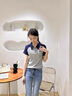 clotho Rennie品牌女裝短袖T恤女2025夏季新款韓版簡約polo領(lǐng)撞色拼接休閑上衣 灰色 M 曬單實(shí)拍圖