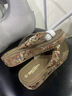 日本人字拖鞋女外穿夏天時(shí)尚百搭坡跟防滑亮片沙灘鞋海邊涼拖 米色 35 曬單實(shí)拍圖