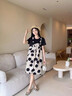 革曼孕婦裝夏裝新款波點(diǎn)孕婦裙子拼接設計感假兩件短袖大碼孕婦連衣裙 圖片色 XL 曬單實(shí)拍圖