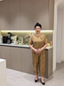 俞兆林（YUZHAOLIN）新款中年媽媽夏裝冰絲棉麻兩件套中老年女短袖T恤洋氣套裝母親節(jié) 橘紅色 5XL （推薦150-165斤) 曬單實拍圖
