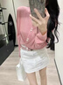樂雅秀A字顯瘦包臀短裙女2025夏新款復(fù)古燙鉆牛仔半身裙女甜美百搭減齡 白色(不搭配腰帶) M 建議95-105斤 曬單實(shí)拍圖