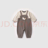 巴厘小豬【反季清倉】寶寶春裝2025新款女寶春款衣服假兩件背帶衛(wèi)衣哈衣嬰 霧灰 80cm 曬單實拍圖