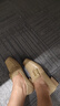 意爾康女鞋 單鞋女新款羊皮革柔軟舒適方頭套腳粗跟女樂福鞋 杏色 36 曬單實(shí)拍圖