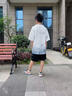 FANGSEN男童短袖T恤套裝夏季2025新款兒童男裝運動衣服帥氣童裝男孩夏裝 藍色兩件套 150 碼建議身高140CM 曬單實拍圖