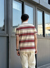 TOMMY HILFIGER【輕奢感】25夏季男泡泡肌理高級感條紋短袖翻領T恤POLO衫03823 紅黑米條紋AEF M （推薦：135-150斤） 曬單實拍圖