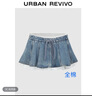 UR2025夏季新款女裝拼接假兩件設(shè)計(jì)感抽繩牛仔半裙UYV850054 藍(lán)色 L 曬單實(shí)拍圖