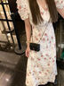 冶芷法式碎花V領(lǐng)泡泡袖連衣裙子女夏季溫柔甜美收腰顯瘦氣質(zhì)絕美長裙 碎花V領(lǐng)泡泡袖連衣裙 M 曬單實拍圖