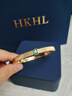 HKHL 925銀女士手鐲黃金色原創(chuàng)設(shè)計(jì)百搭銀鐲子輕奢高級(jí)感首飾生日禮物 綠野星軌手鐲（開合扣） 曬單實(shí)拍圖