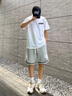 WHIM NASA潮牌短袖t恤男女情侶款夏季時尚舒適百搭半袖印花圓領學生上衣服 米黃 XL 曬單實拍圖