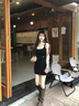 蜜樂奇黑色蝴蝶結(jié)印花吊帶連衣裙女夏季辣妹風(fēng)釣系約會顯瘦收腰包臀短裙 黑色短裙  S 【建議95斤內(nèi)】 曬單實(shí)拍圖
