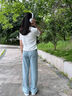 優(yōu)優(yōu)1點(diǎn)（Yoyo one）女童夏季套裝2025新款洋氣兒童短袖牛仔喇叭褲兩件套大童休閑夏裝 18848白藍(lán)+13131藍(lán)色 160 160cm 曬單實(shí)拍圖