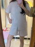 JIOESC睡衣女夏季短袖日系ins甜美可愛學(xué)生可外穿家居服大碼寬松兩件套 藍(lán)格圓點(diǎn) L 【100-120斤】 曬單實(shí)拍圖