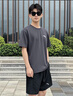 安踏（ANTA）運動(dòng)套裝男冰絲速干T恤短褲男士衣服休閑春夏季薄款足球服籃球服 男裝灰/基礎黑【速干】 XL 曬單實(shí)拍圖