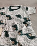 【男寶夏季套裝】男童短袖卡通印花兒童兩件套衣服套裝純棉短袖 Z-12 黑白條紋恐龍短袖套裝 100 建議90cm身高左右 曬單實(shí)拍圖