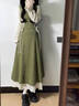 托瑪菲背帶連衣裙女小個(gè)子新款春秋法式假兩件裙子女秋冬氣質(zhì)高級感長(cháng)裙 綠色 M 曬單實(shí)拍圖