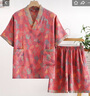 bebedog純棉汗蒸服女情侶雙層紗提花按摩桑拿服浴服酒店春夏浴衣男睡衣 花影粉色 L 140斤以下 曬單實(shí)拍圖