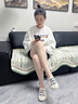 快樂(lè )瑪麗（J&M）樂(lè )福鞋女2025春季新款懶人一腳蹬單鞋卡通印花厚底休閑鞋帆布鞋女 米白色 【25春夏款/布面】卡通 39 (曬圖送20元紅包） 曬單實(shí)拍圖