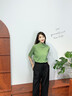 NY-RCE半高領(lǐng)冰絲五分袖針織衫夏季2025新款女裝寬松氣質(zhì)中袖T恤上衣薄 灰藍(lán)色 L 建議110-120斤 曬單實(shí)拍圖
