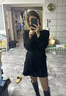Olrain歐芮兒時(shí)尚套裝秋季女裝一字領(lǐng)不規(guī)則兩件套干練通勤 黑色 M 曬單實(shí)拍圖