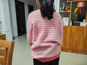 小茵曼女童針織開(kāi)衫春秋款長(cháng)袖愛(ài)心珍珠紐扣中大童條紋上衣外套 粉紅色 160 曬單實(shí)拍圖