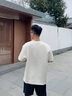 GXG男裝 雙色肌理面料寬松休閑圓領(lǐng)短袖T恤男士上衣 米白 M 曬單實(shí)拍圖