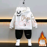 迪士尼（Disney）男童加絨套裝新款寶寶衣服秋冬兒童衛(wèi)衣韓版中小童保暖連帽兩件套 酒紅色熊貓掛件套裝（加絨） 120 碼 建議4-5歲 體重35-40斤 曬單實(shí)拍圖