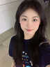 S·J·V·K藏藍色純棉短袖t恤女2025新款夏季正肩趣味印花半袖寬松顯瘦上衣 藏藍色【純棉重磅230g】 L （適合110-125斤） 曬單實拍圖