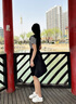 薇洛萱設計感小眾方領拼接條紋假兩件連衣裙女2025夏季收腰顯瘦裙子2821 黑色 XL 建議115-128斤 曬單實拍圖