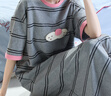 YSO【酷貓系列】連體睡衣女夏睡裙可愛條紋家居服可外穿 L  深灰色 曬單實拍圖