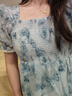 妙奕嘉法式碎花連衣裙女2025夏季新款溫柔風(fēng)裙子純欲長(zhǎng)裙顯瘦海邊沙灘裙 方領(lǐng)收腰木耳邊長(zhǎng)裙【水墨藍(lán)】 M 曬單實(shí)拍圖