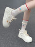 TTKJ小白鞋女時(shí)尚休閑運動(dòng)大頭鞋子百搭厚底透氣帆布鞋潮酷鞋花板鞋子 白巧法棍 37 曬單實(shí)拍圖