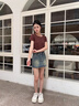 DXOT美式新款高腰彈力顯瘦復(fù)古牛仔裙a字裙女防走光辣妹包臀牛仔短裙 復(fù)古藍(lán) M 【適合體重95-110斤】 曬單實(shí)拍圖