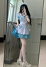 FSHE黑白經(jīng)典女仆裝cos可愛(ài)軟妹蘿莉lolita洛麗塔套裝連衣裙女2025新 藍色套裝（連衣裙+圍裙+頭飾+蝴蝶結） S :70%7E95斤 曬單實(shí)拍圖