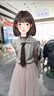 素優(yōu)米（SUYOUMI）2025女童夏季時(shí)髦兩件套褲裙百搭學(xué)院風(fēng)洋氣寶寶裝 咖色條紋襯衣+裙褲 帶領(lǐng)帶 90 曬單實(shí)拍圖
