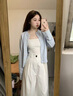 雪妃藍琪休閑褲子女2025春季新款女裝茶系穿搭一整套時(shí)尚高級感闊腿褲套裝 藍色開(kāi)衫+休閑褲 M 曬單實(shí)拍圖