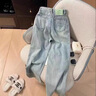 棉致窄版高腰薄款直筒牛仔褲女夏季2025新款寬松顯瘦垂感闊腿休閑褲子 C147淺藍(lán)色【高品質(zhì)34】 L 105-115斤 曬單實(shí)拍圖