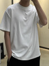 POUM純棉短袖男士款夏季款高級(jí)感痞帥小領(lǐng)口t恤cleanfit正肩半袖重磅 MSLWP-C00-2白色 XL 曬單實(shí)拍圖