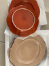 蘇氏陶瓷（SUSHI CERAMICS）創(chuàng  )意西式花邊橙紅色圓盤(pán)飯菜盤(pán)西餐盤(pán)4個(gè)裝 粉色 曬單實(shí)拍圖