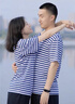 七匹鯊 ?；晟滥卸绦錀l紋t恤 男裝加肥加大碼藍白條紋?；晟滥?L 曬單實拍圖