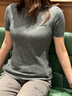 MIU MIU【七夕禮物】繆繆女士羊絨短袖毛衣針織衫 石板灰 36 曬單實(shí)拍圖