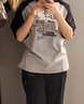 妙奕嘉印花短袖t恤女夏季上衣新款2025年半袖高級(jí)感顯瘦遮肚子寬松插肩 印花插肩短袖 【灰色】 M 【建議115斤內(nèi)】 曬單實(shí)拍圖